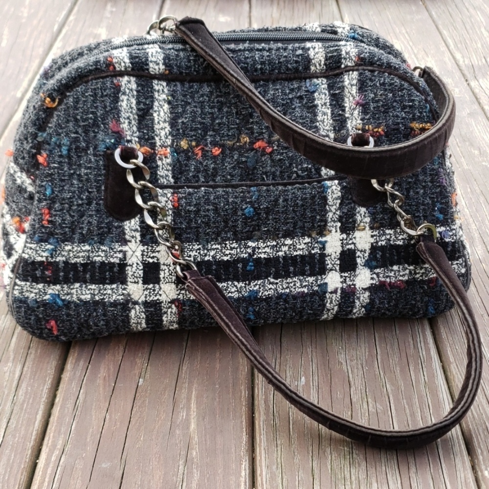 Vera Bradley Plaid Tweed Satchel Bag